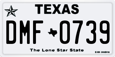 TX license plate DMF0739