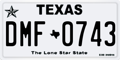 TX license plate DMF0743