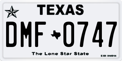 TX license plate DMF0747