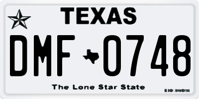 TX license plate DMF0748