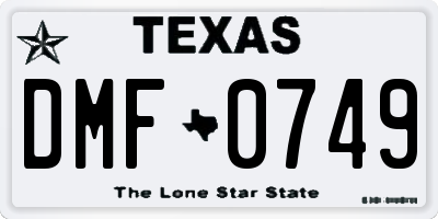 TX license plate DMF0749