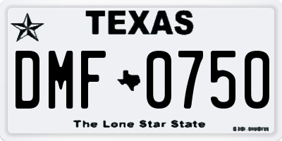 TX license plate DMF0750