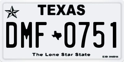 TX license plate DMF0751