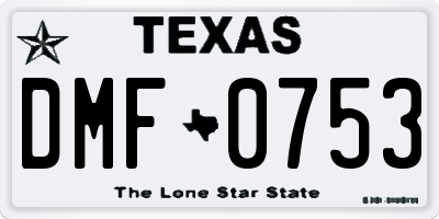 TX license plate DMF0753