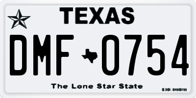 TX license plate DMF0754