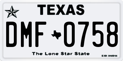 TX license plate DMF0758