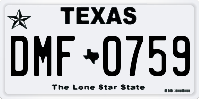 TX license plate DMF0759