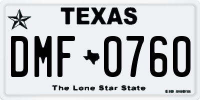 TX license plate DMF0760