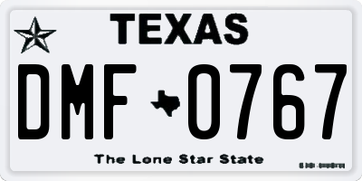 TX license plate DMF0767