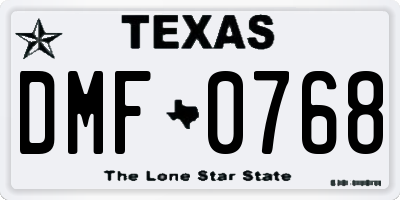 TX license plate DMF0768