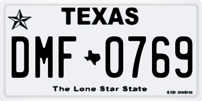 TX license plate DMF0769