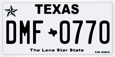 TX license plate DMF0770