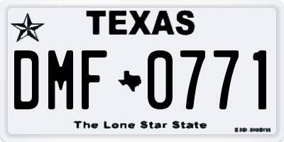 TX license plate DMF0771