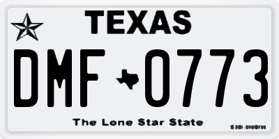 TX license plate DMF0773