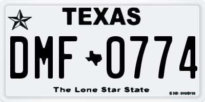 TX license plate DMF0774