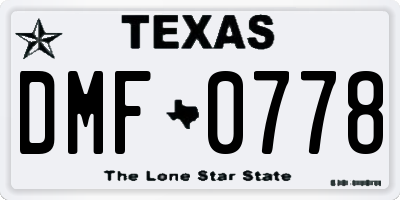 TX license plate DMF0778