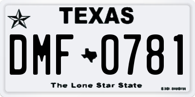 TX license plate DMF0781