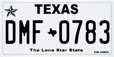 TX license plate DMF0783