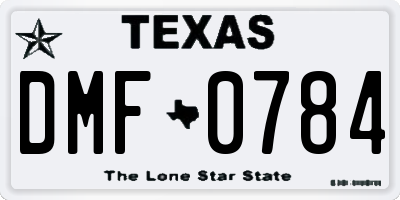 TX license plate DMF0784