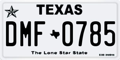 TX license plate DMF0785