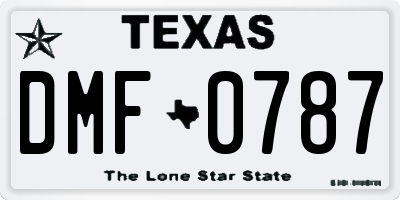 TX license plate DMF0787