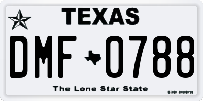 TX license plate DMF0788