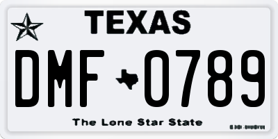 TX license plate DMF0789