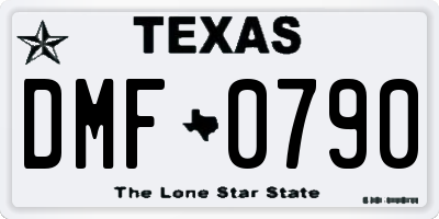 TX license plate DMF0790