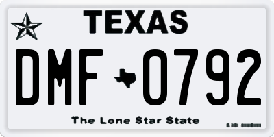 TX license plate DMF0792
