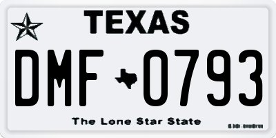 TX license plate DMF0793
