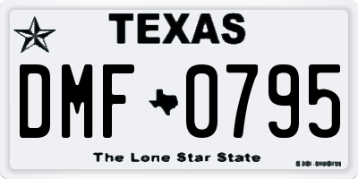 TX license plate DMF0795