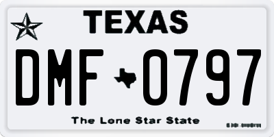 TX license plate DMF0797