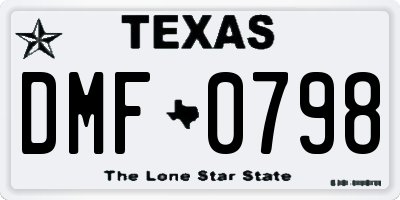 TX license plate DMF0798