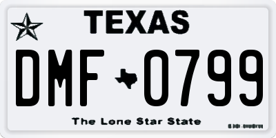 TX license plate DMF0799