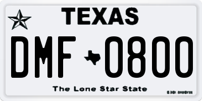 TX license plate DMF0800