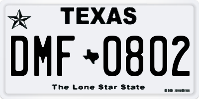 TX license plate DMF0802
