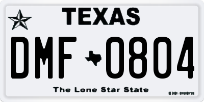 TX license plate DMF0804