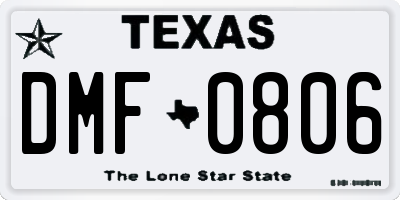 TX license plate DMF0806