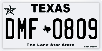 TX license plate DMF0809