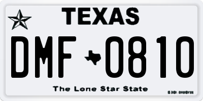 TX license plate DMF0810