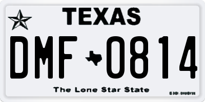 TX license plate DMF0814