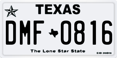 TX license plate DMF0816