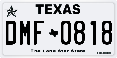 TX license plate DMF0818