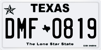 TX license plate DMF0819