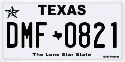 TX license plate DMF0821