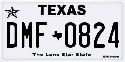 TX license plate DMF0824