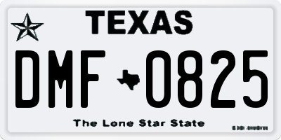 TX license plate DMF0825