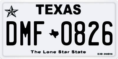 TX license plate DMF0826