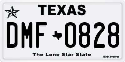 TX license plate DMF0828