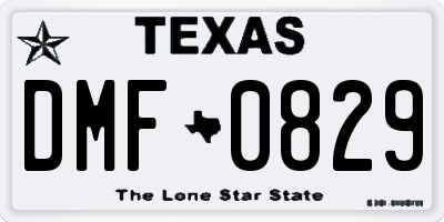 TX license plate DMF0829
